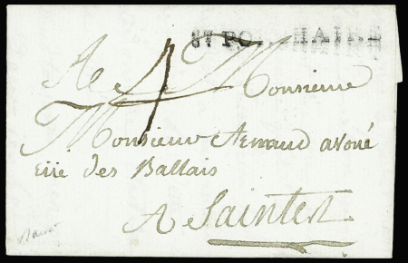 MP "St Porchaire" (L n°1), ind 24, certificat Baudot. RR et TB