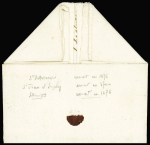 Lettre de Saint Savinien pour La Réole (Gironde) avec mention manuscrite "Franc à Laréolle" + paraphe de port payé et "Port payé" de la main de l'expéditeur (1682), ind 23. RR et TB