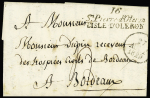 Cursive double "16 St Pierre d'Oléron" + dateur A sur lettre pour Bordeaux, ind 20. TB