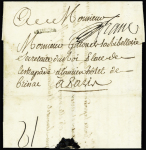 Petite MP "saintes" (17x2,5mm - 1772) + "Franc" manuscrit (ind 20 + ind 21). Rare et TB