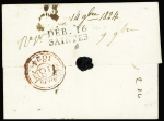 Lettre de Strasbourg pour Saintes (1824) avec au verso MP "Deb 16 Saintes" (25x10mm). Jolie pièce, ind 20. Certificat Pothion. TB