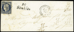 N°4 OBL PC 2930 + cursive "16 Soubize" + T15 "Rochefort-s-Mer" (1852) sur lettre, ind 21. TB
