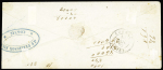 N°4 OBL PC 2930 + cursive "16 Soubize" + T15 "Rochefort-s-Mer" (1852) sur lettre, ind 21. TB