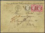 N°56 + 57, 2 pièces, OBL GC 4014 + T16 La Tremblade (1874) sur lettre chargée (VD 434F50). TB