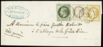 N°25 + 27 + 28 OBL CAD type 16 "Vercel" (10.9.71) sur lettre locale de sept 1871. Jolie pièce