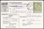 Entier postkarte avec figurine vert-gris 1 RM entraide stalag VIF OBL dec 1943 (GUE J20). Rare et TB