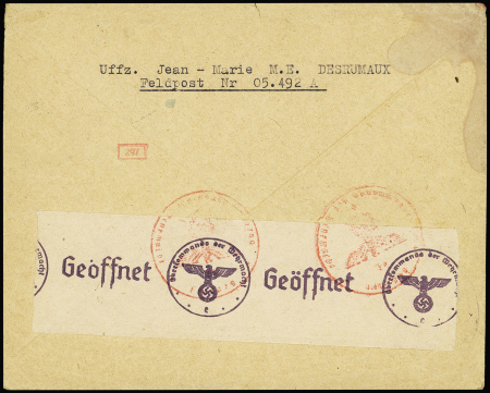 LVF n°5, ostfront, OBL CAD "Feldpost" (17.6.44) sur lettre pour Cholet avec censure allemande. TB
