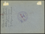 Lettre avec EMA rouge de Saint-Nazaire OBL La Baule (20.3.45) pour Larmor-Lorient avec cachet violet avec aigle "Festung Lorient Zensur" et vignette nazie noire (aigle). TB