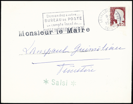 N°1263 OBL Levallois-Perret (3.10.1961) pour le maire
