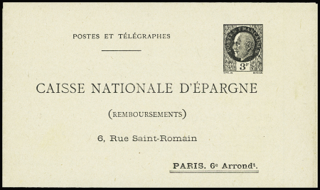Formule pneu avec réponse 3F + 3F noir Pétain (PET J1), neuf. Quelques pièces connues. Qualité luxe, cote 5500€