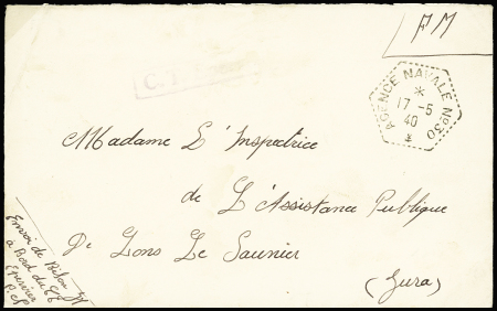 LF avec CAD hexagonal "Agence navale n°30" (17.5.40 - expédition de Norvège). RRR et TB
