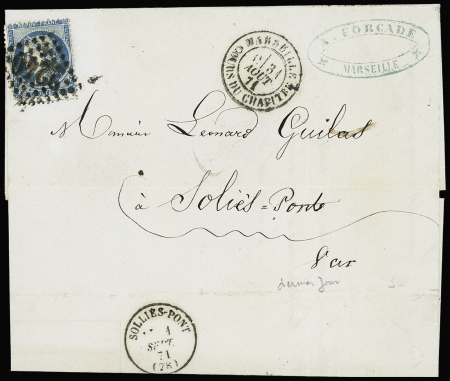 N°37 OBL GC 2240 + CAD "Marseille cours du chapitre"