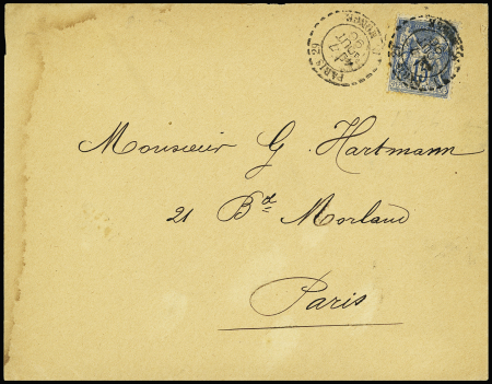 N°90 OBL CAD avec cercle intérieur formé de pointillés "Paris 29 R. Monge" (1890 - De Beaufond n°405). RRR et TB