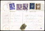 Entier carte postale 80c Pétain avec n°510 + 407 + 413, 2 pièces, Mercure OBL Paris (1942) pour Budapest avec censure allemande. TB