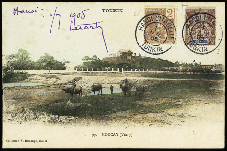 N°5 + 25 OBL CAD "Hanoï citadelle Tonkin" (1905) sur