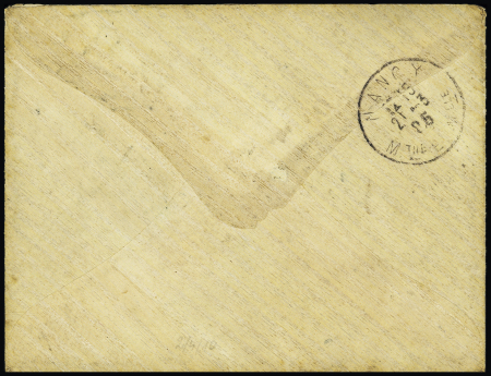 Indochine n°29 OBL Hanoï Tonkin (1905) sur enveloppe de papier de riz avec vue d'une montagne enneigée. TB
