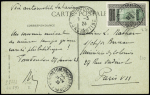 Soudan n°27 OBL CAD "Tombouctou Soudan Français" (29 janv 23) sur carte postale avec CAD 1 cercle "Touggourt Constantine" (7.3.23) et mention manuscrite "Voie automobile saharienne" (croisière noire Citröen). RR et T
