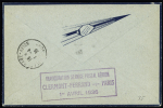 PA n°12 OBL CAD "Clermont-Ferrand RP Avion (1.4.36) sur env. Air Bleu de la liaison Clermont-Ferrand-Lille via Paris avec au verso cachet violet du vol. TB