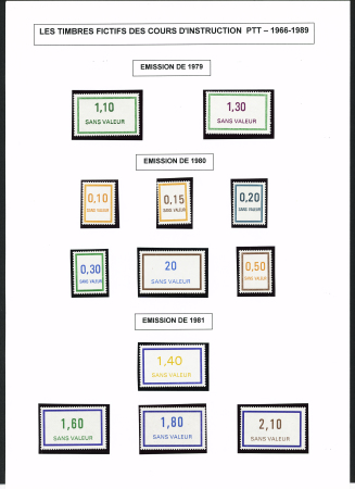 FICTIFS 1931-1989, Collection de timbres fictifs très bien présentée sur page, quasiment complète