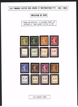 FICTIFS 1931-1989, Collection de timbres fictifs très bien présentée sur page, quasiment complète