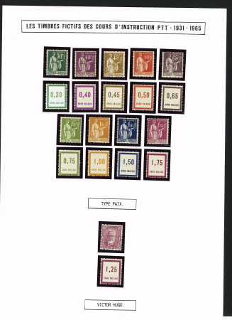 FICTIFS 1931-1989, Collection de timbres fictifs très bien présentée sur page, quasiment complète