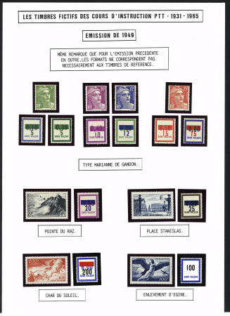 FICTIFS 1931-1989, Collection de timbres fictifs très bien présentée sur page, quasiment complète