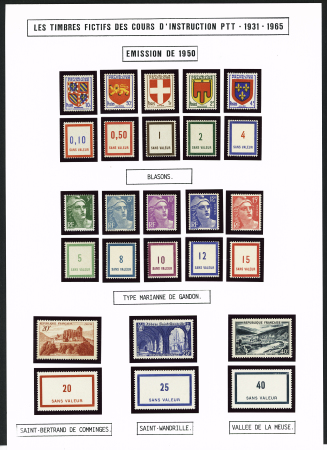 FICTIFS 1931-1989, Collection de timbres fictifs très bien présentée sur page, quasiment complète