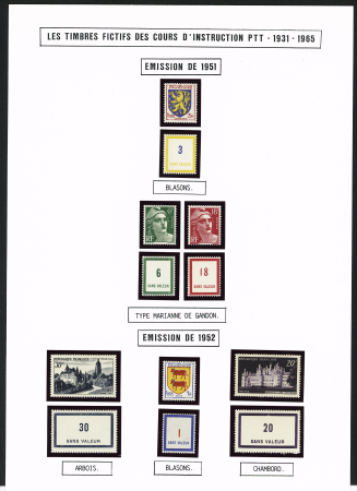 FICTIFS 1931-1989, Collection de timbres fictifs très bien présentée sur page, quasiment complète