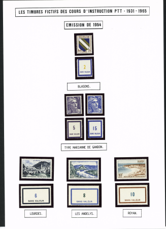 FICTIFS 1931-1989, Collection de timbres fictifs très bien présentée sur page, quasiment complète