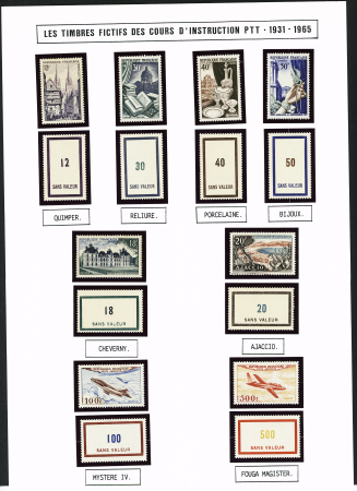 FICTIFS 1931-1989, Collection de timbres fictifs très bien présentée sur page, quasiment complète