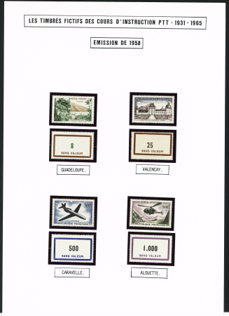 FICTIFS 1931-1989, Collection de timbres fictifs très bien présentée sur page, quasiment complète