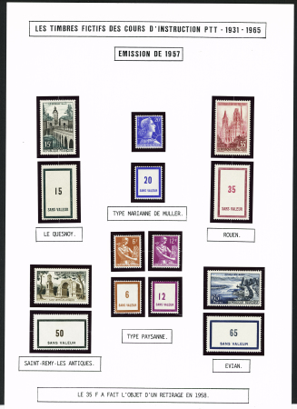 FICTIFS 1931-1989, Collection de timbres fictifs très bien présentée sur page, quasiment complète