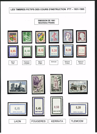 FICTIFS 1931-1989, Collection de timbres fictifs très bien présentée sur page, quasiment complète
