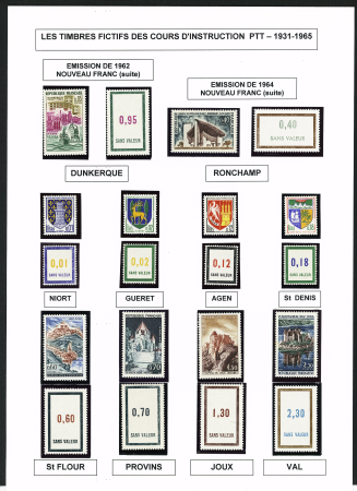FICTIFS 1931-1989, Collection de timbres fictifs très bien présentée sur page, quasiment complète