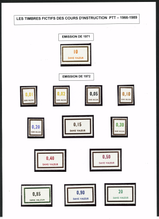 FICTIFS 1931-1989, Collection de timbres fictifs très bien présentée sur page, quasiment complète