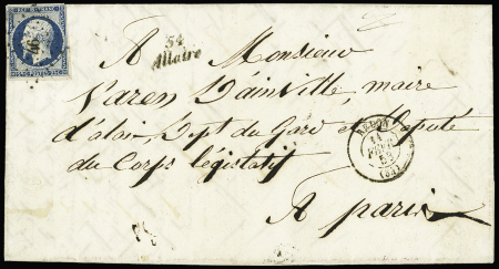N°10 OBL PC 46 + cursive "54 Allaire" + 