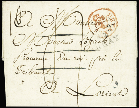 Lettre d'Auray (1827) pour Lorient avec
