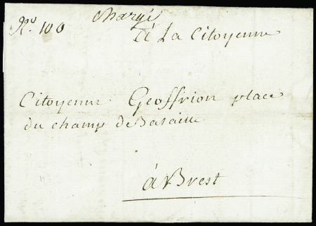 Hennebont : lettre de 1793 pour Brest av