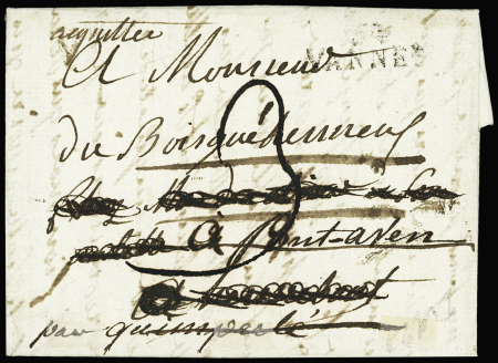 Lettre avec MP "54 Vannes" pour Hennebon
