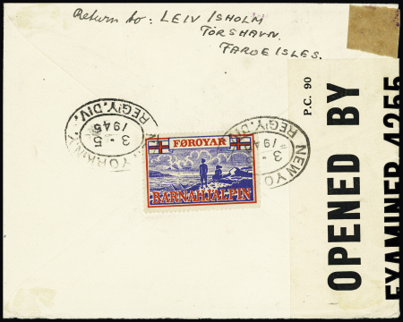 Divers TP Danemark  OBL. Thorshavn 7.2.1945 sur lettre