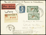 N°181 + 207 OBL grand CAD "Poste aérienne France -