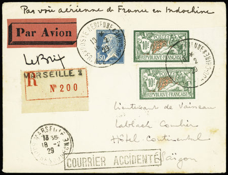 N°181 + 207 OBL grand CAD "Poste aérienne France -
