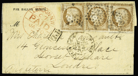 N°36, 3 pièces (1 ex LD) OBL étoile 8 + CAD "Paris
