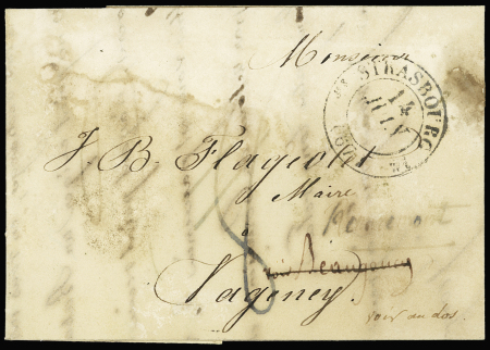 LOIRET Lettre au verso MP bleue (couleur non signalée