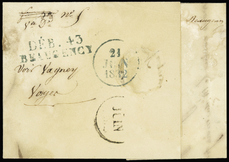 LOIRET Lettre au verso MP bleue (couleur non signalée