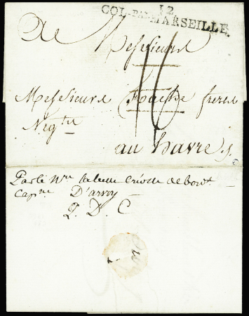 Lettre de Léogane pour le Havre avec MP "12 col pa