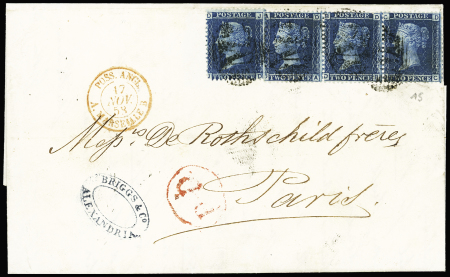 Grande-Bretagne n°15, 4 pièces, sur lettre d'Alexa