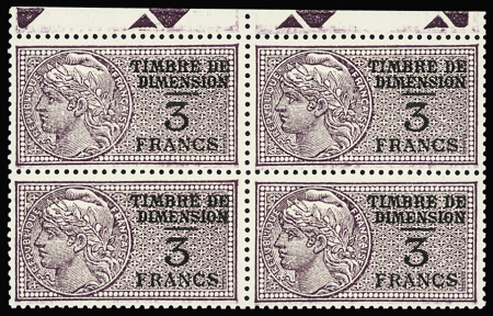 Dimension n°96, 3F brun-violet en bloc de 4 bdf, *