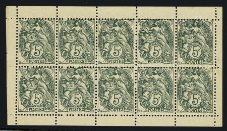 N°111f 5c. vert, en feuille de carnet avec 5 paires