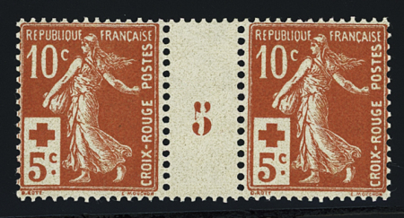 N°147 10c. + 5c. rouge, millésime N°5, neuf **